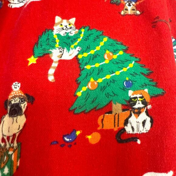 Old Navy Red Flannel Christmas theme PJ pants with dogs & cats Size XS - Picture 3 of 6